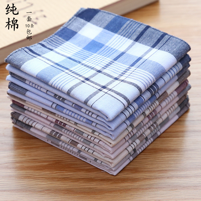 10 5 yuan 3 pieces of nostalgic old man with men's handkerchief pure cotton men's handkerchief sweat-absorbing retro feelings yarn-dyed to send elders