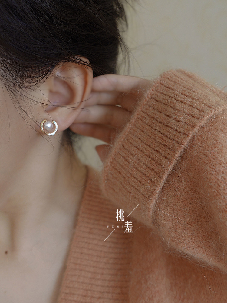 Sterling silver new trendy pearl no ear piercing ear clip mosquito coil earrings Japanese and Korean temperament design high-end fashion earrings