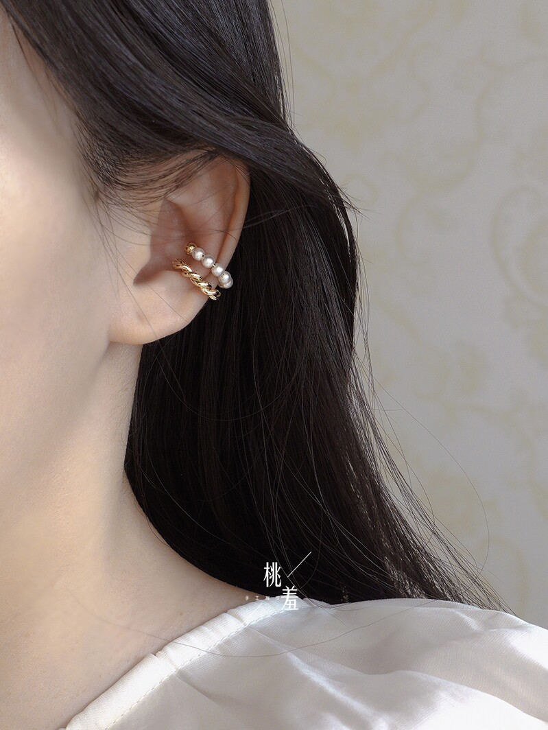 Pearl ear clip women without ear piercing ear bone clip tea earrings high-end feeling niche light luxury French retro temperament earrings