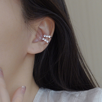 Sterling silver super flash diamond small ear bone clip without ear hole female ear clip niche high-end light luxury cold wind French style