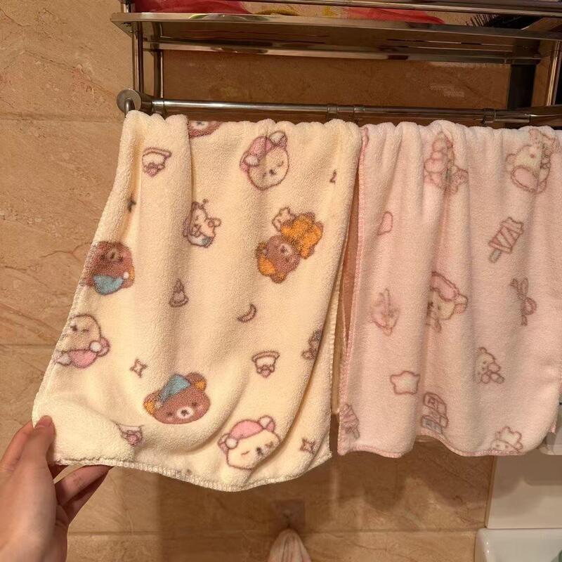 Japanese Style ins Rilakkuma Towel for Women, Coral Fleece, Soft and Absorbent Face Towel, Couple's Face Towel, Student Quick-Drying Hair Towel