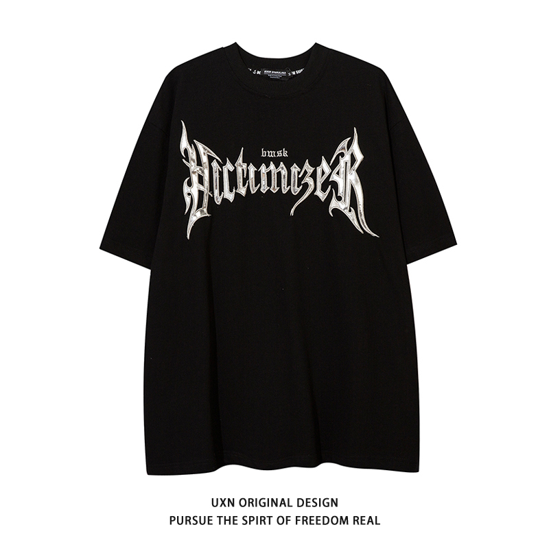 UXNSTUDIO Original Chaos Alphabet Gothic Alphabet Embroidery Dark Melanins Trend High Street Short Teak for male Jane Joschia