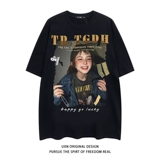 Оригинальная ретро парная одежда для отдыха для влюбленных, футболка, в американском стиле, короткий рукав