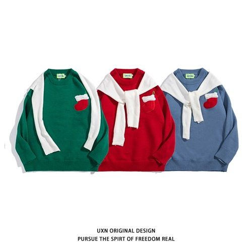 Красный комплект для влюбленных, брендовый свитер, трикотажная рубашка, оверсайз