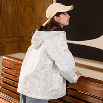 Er to full print retro gentle wind sports spring coat 2021 new female spring and autumn oversize Korean loose