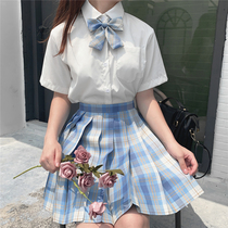 (JK uniform set)Genuine JK spring and Autumn womens basic short-sleeved shirt full set of professional pleated skirt spot