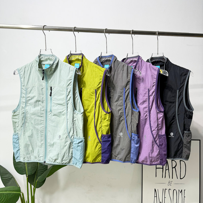 Nishino Family! Outdoor Mountain-Style Couple's Camping Casual Stand-Collar Color-Block Multi-Pocket Layered Vest