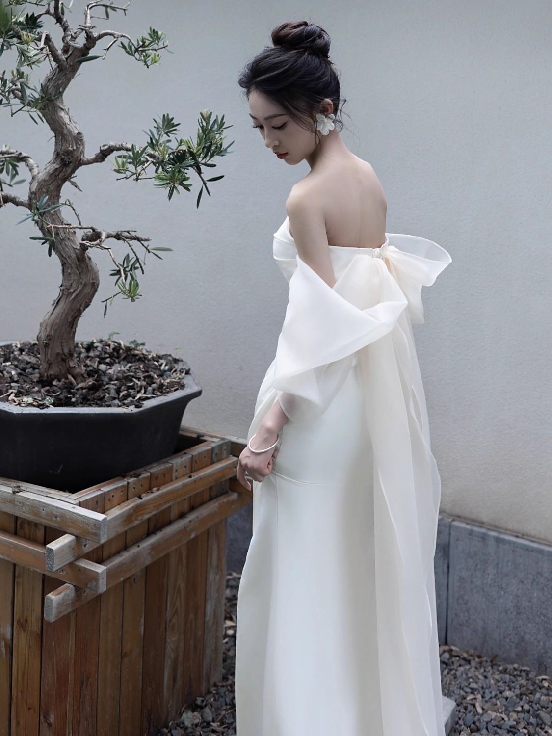 Elegant elite wedding dress for bride, tube top, Chinese style, french style