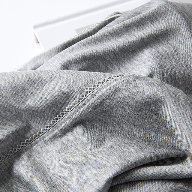 ຜ້າຝ້າຍບໍລິສຸດ modal ແອວສູງຂ້າງ lace ສີຂີ້ເຖົ່າ elastic tight-fitting slimming ຕີນຂະຫນາດນ້ອຍເກົ້າຈຸດ leggings ສໍາລັບແມ່ຍິງໃສ່ບາງ.