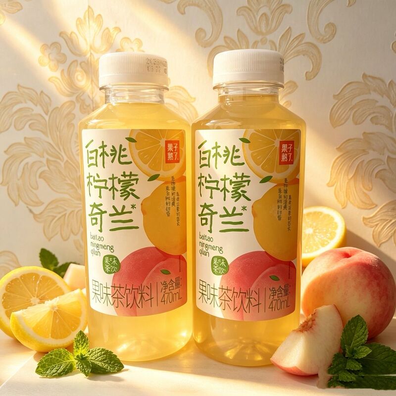 Fruits Are Ripe, New Product White Peach Lemon Qilan Fruit-Flavored Tea Drink 470ml Bottled Fruit-Flavored Tea Beverage