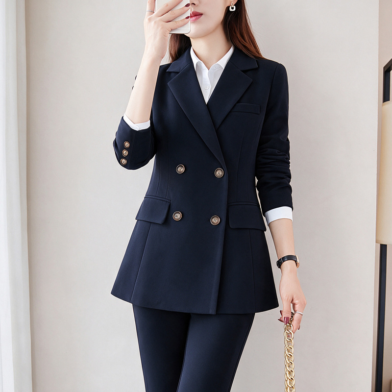 Plus-Size Business-Style Professional Blazer for Women, Spring and Autumn Double-Breasted Slim-Fit Formal Suit Workwear Plus-Size Business-Style Professional Blazer for Women, Spring and Autumn Double-Breasted Slim-Fit Formal Suit Workwear