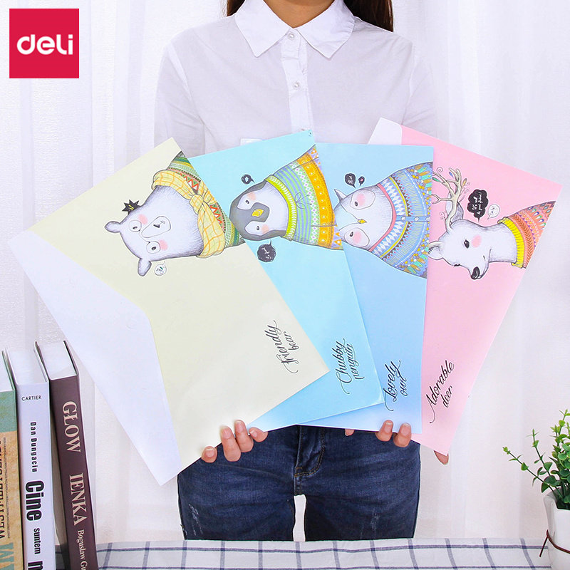 The Deli Meng Family Cartoon A4 button bag bag 72388 Jesse's dream color student pallet bag fashion office bag bag