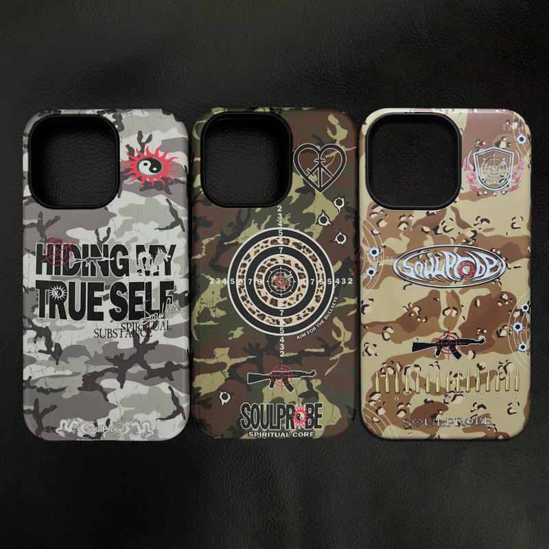 Soulprobe Original Trendy Hip-Hop Style Unique Tai Chi Camouflage Matte Texture Phone Case Suitable for Apple 16 iPhone 14 Pro Max 13Pro Niche Camouflage Phone Case