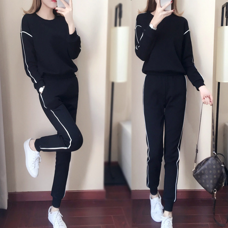 Hong Kong Tide Card 2022 Autumn Winter New Korean Version 100 Hitch Sport Suit Women Casual Loose Gloves Wear two sets