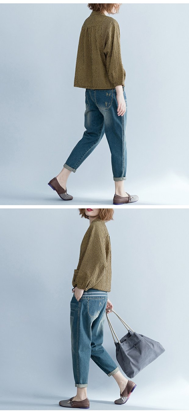 Áo sơ mi kẻ sọc cotton nữ 2018 áo sơ mi mùa thu mới là áo sơ mi mỏng có kích thước lớn rộng rãi. áo sơ mi nữ form rộng dáng dài