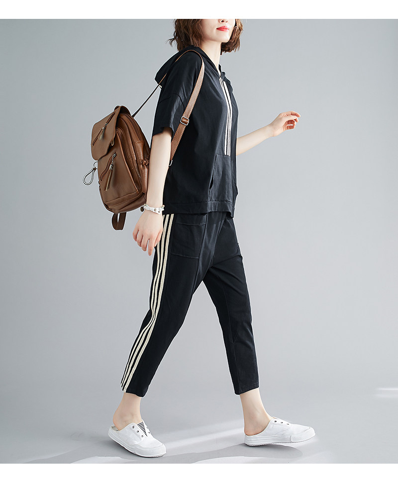 Спортивный костюм для отдыха, комплект, футболка, штаны, большой размер, в западном стиле для девушки 