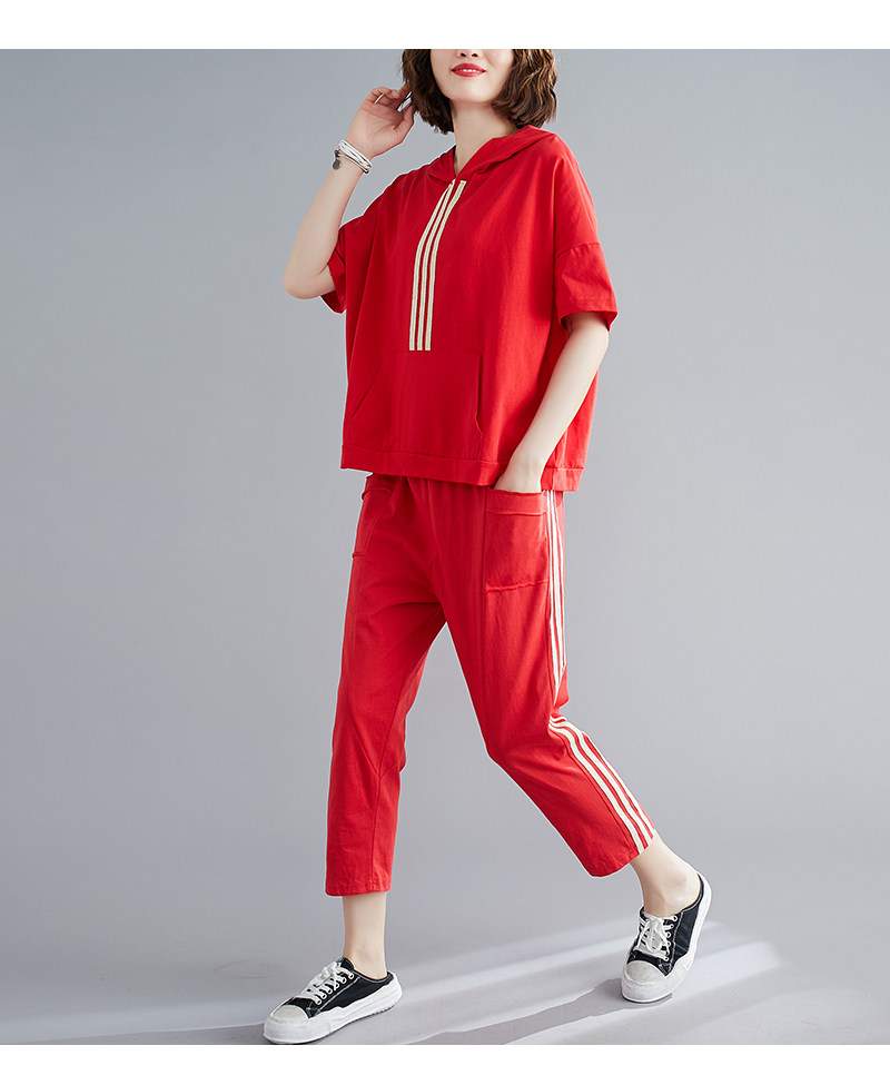 Спортивный костюм для отдыха, комплект, футболка, штаны, большой размер, в западном стиле для девушки 
