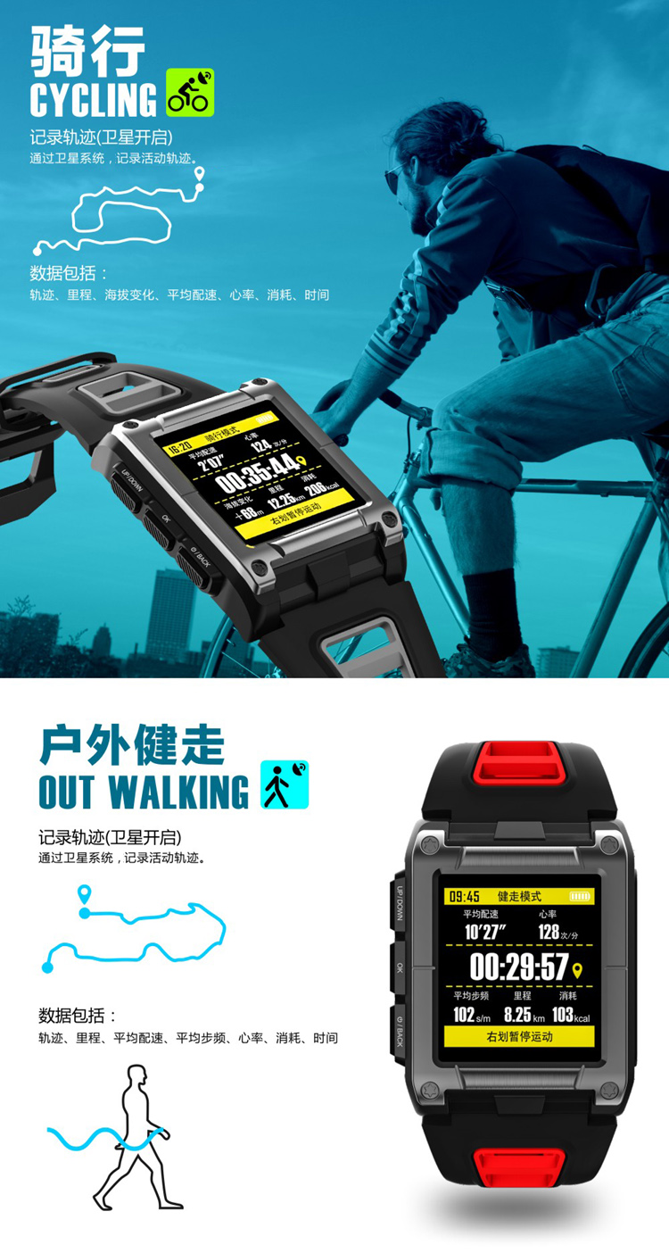Fupower ngoài trời đa chức năng la bàn bơi thông minh lặn ống thở nhận biết vị trí theo dõi nhịp tim GPS bảng theo dõi - Giao tiếp / Điều hướng / Đồng hồ ngoài trời giá đồng hồ rolex