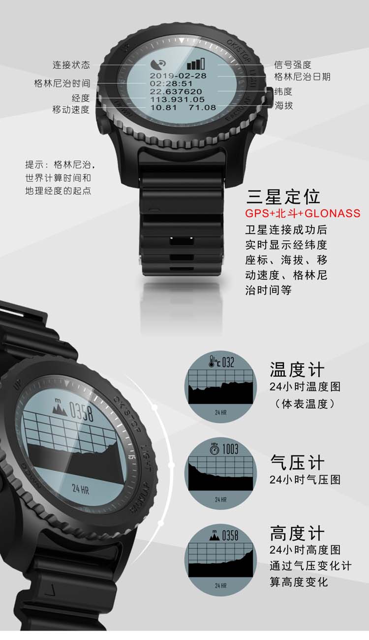 Bảng chức năng ngoài trời GPS chạy theo dõi nhịp tim thông minh xem marathon bơi leo núi áp lực độ cao - Giao tiếp / Điều hướng / Đồng hồ ngoài trời dây da đồng hồ