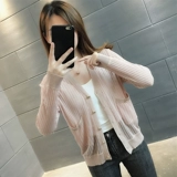 Вязаный кардиган из ледяного шелка, женский модный топ, лето 2025, новый стиль с юбкой, блузкой с вырезом, одежда с кондиционером для женского офиса