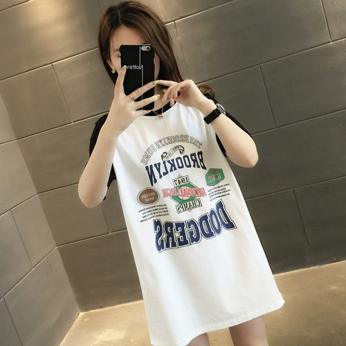 Платье, длинное платье-футболка, хлопковая юбка, длина миди, подходит для подростков