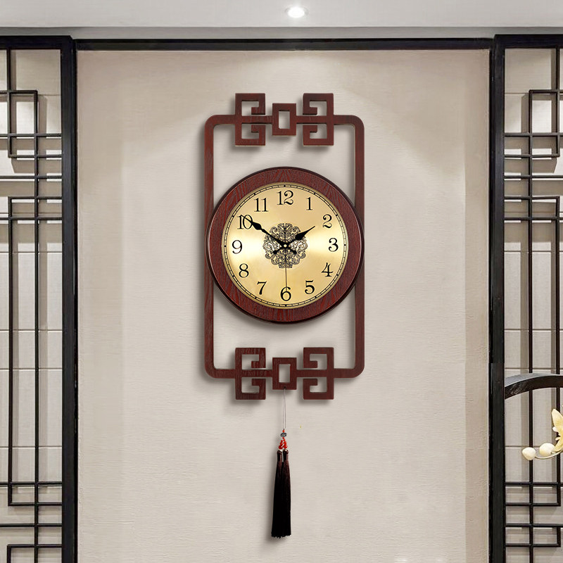 Chinese style hanging clock Living room Home China Wind New Chinese clock Classical decoration minimalist hanging watch art muted watches