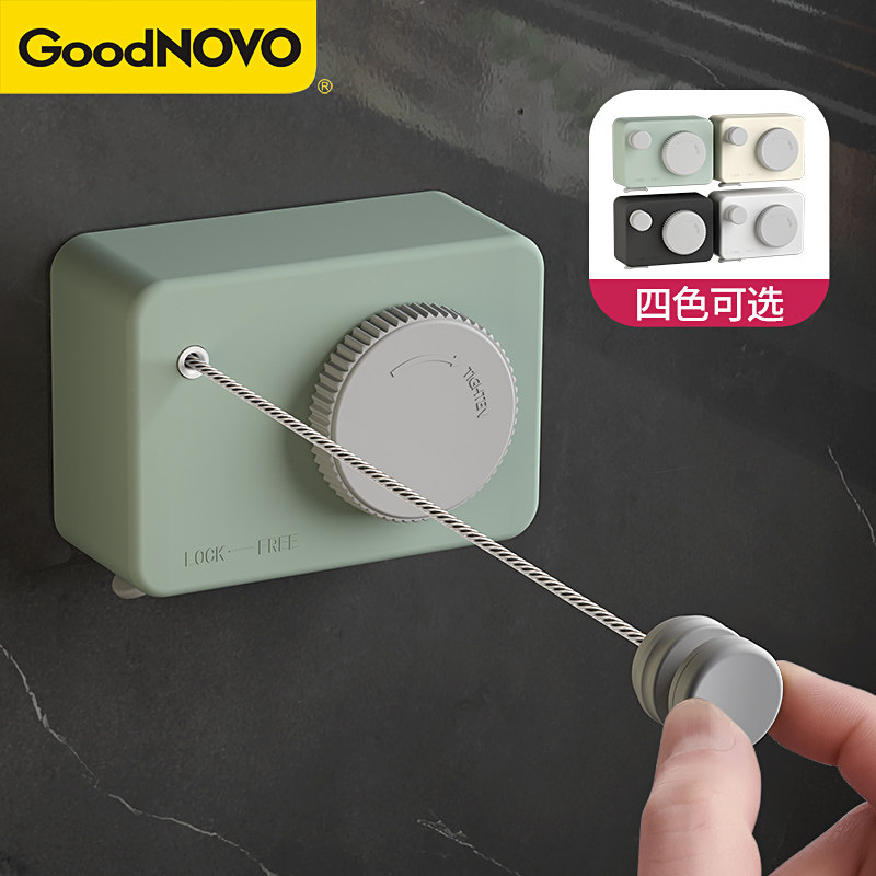 Invisible collection tensioning telescopic clothesline balcony indoor toilet bathroom free from punching clothes wire hanging clothes rope-Taobao