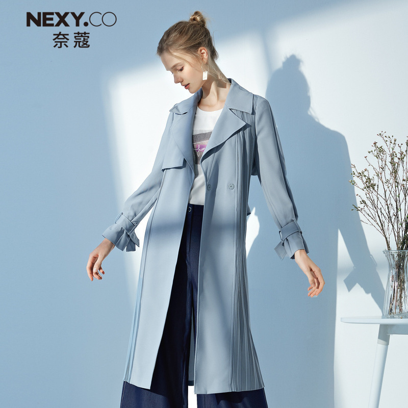 Coat Slim Slim thời trang Phong cách NEXY.CO Nai-Trắng 2020 mùa xuân dress New Lady áo gió nữ