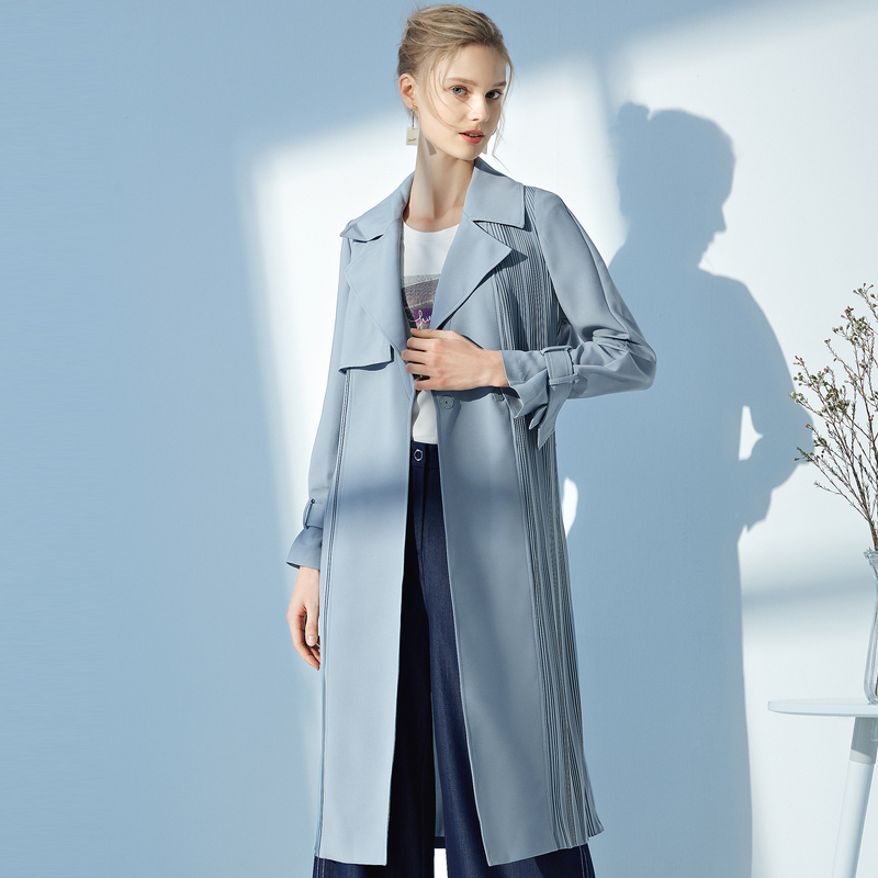 Coat Slim Slim thời trang Phong cách NEXY.CO Nai-Trắng 2020 mùa xuân dress New Lady áo gió nữ