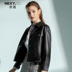 NEXY.CO Naicome 2020 mùa thu / mùa đông mới phụ nữ da đen áo khoác da của khí ngắn trăm biker jacket da 