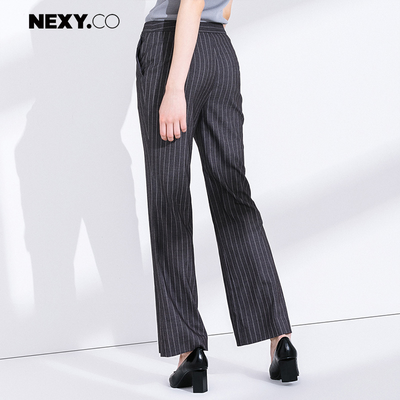 NEXY.CO Nai-Men 2020 mùa xuân dress New sọc Chân Wide cao eo Loose quần quần Suit nữ