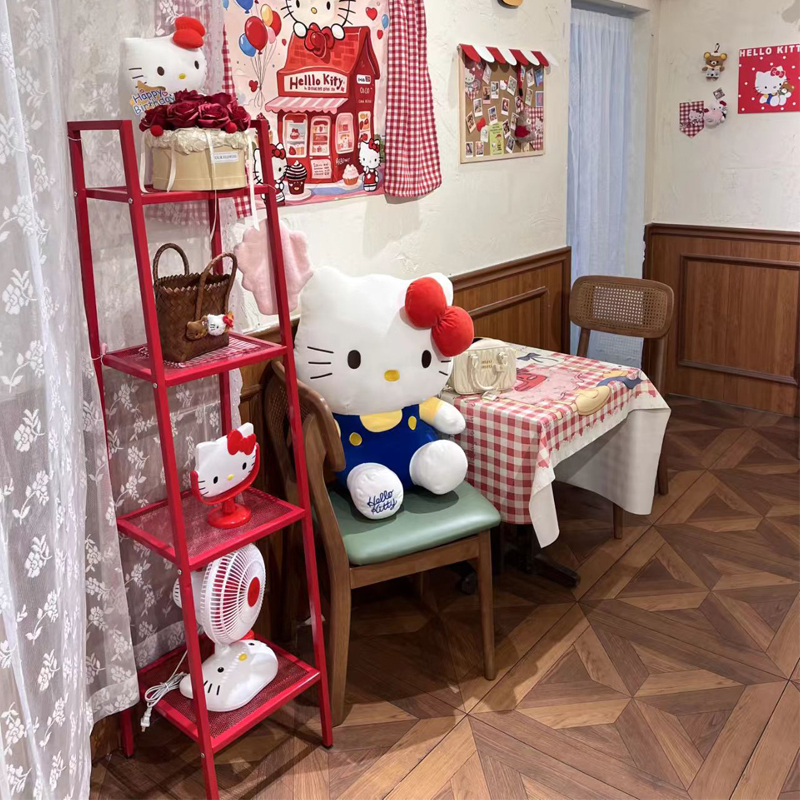 Kt Cat Red Storage Rack, Internet Celebrity Style Display Rack, Floor-Standing Multi-Layer Storage Rack, Living Room Storage Rack, Decorative Shelf