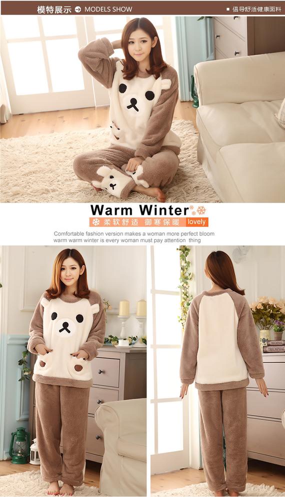 Đồ ngủ nữ mùa đông béo cộng với phân bón XL san hô Flannel dày mỡ mm đầu 200 kg đồ pijama nữ