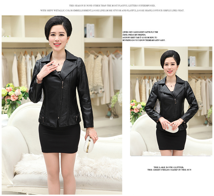 Áo khoác da nữ trung niên mùa xuân và áo khoác da mùa thu cho mẹ áo khoác da mới 40-50 tuổi pu da cộng với cotton nữ mùa đông mẫu áo da nữ đẹp 2020