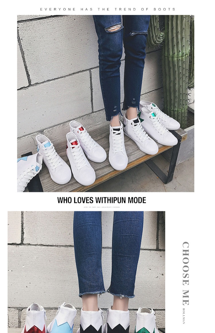 Ins super fire port Wind giày nữ phiên bản Hàn Quốc của ulzzang Harajuku sinh viên hoang dã Giày trắng nhỏ nữ giày vải cao shop giày thể thao