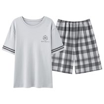 Catman mens pajamas summer pure cotton thin 2024 new cool short-sleeved home wear set pajamas mens summer style