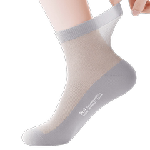 Catman Socks Mens Summer Mid-Tube Bamboo Fiber Antibacterial Mesh Mens Sweat-Absorbent Breathable Thin Long Socks 2024 New