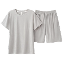 Catman pajamas mens summer ice silk cool short-sleeved suit 2024 new high-end large size mens home wear