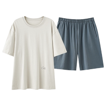 Catman Modal mens pajamas summer 2024 new thin short-sleeved cool ice silk boys home wear set