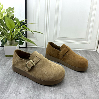 Retro birkenstock shoes for women in 2025 autumn hot style thick sole one-slip anti-slip leather lazy shoes fashionable women's singles shoes