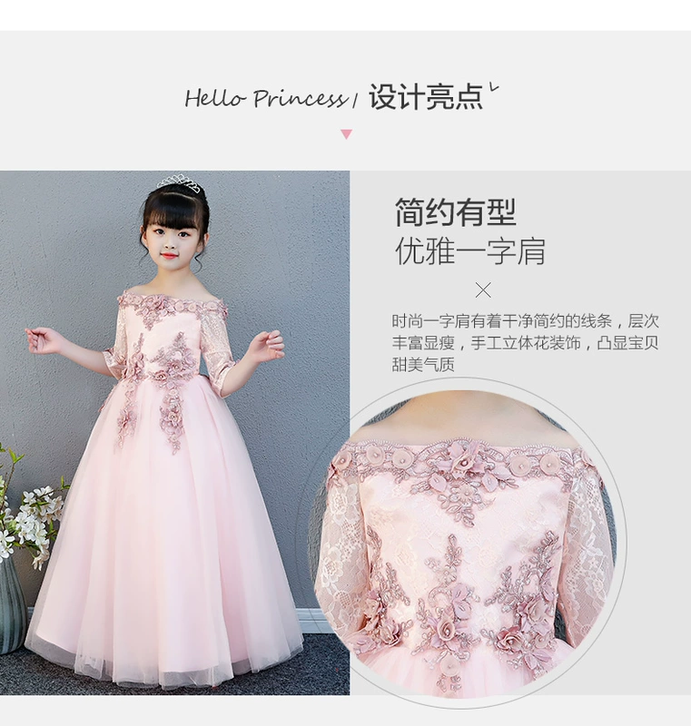 Trẻ em công chúa váy cô gái phồng sợi sinh nhật chương trình biểu diễn piano trang phục chủ nhỏ váy hoa cô gái váy cưới - Váy trẻ em