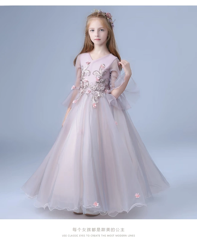 Váy công chúa cô gái fluffy hoa cô gái váy dài tay trang phục piano 2018 mới cho bé catwalk dạ hội mùa thu bexinhshop shop
