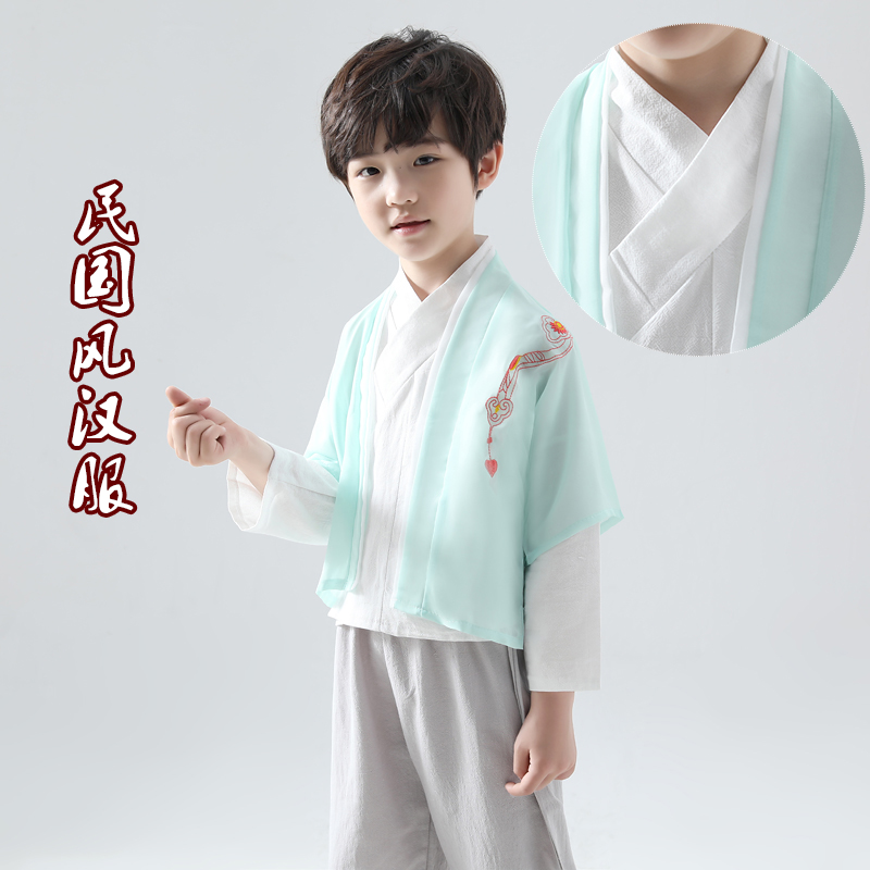 cải thiện quần áo Han Tang cậu bé trang phục cuốn sách trẻ trẻ em thiết Xuân Thu Republic of China gió bé gió con cổ bộ quần áo dân tộc