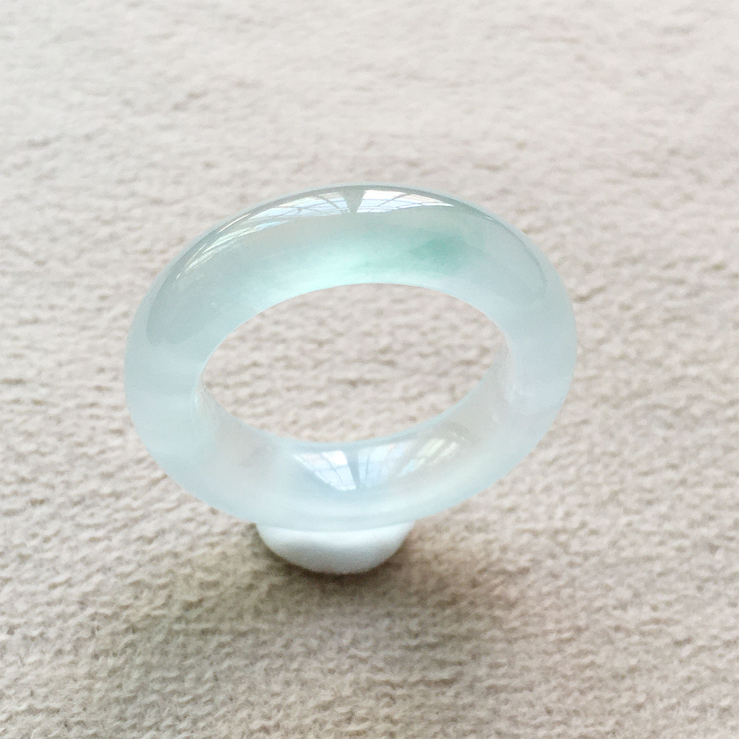Burmese jade high ice clear water green jade ring