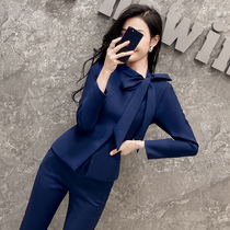 Irregular High-end Vocational West Suit Suit Woman Fashion Design Sensation 2021 Autumn Winter New Bow Tie Suit Pants