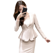 Beauty Salon Professional Dress Jacket Dress Spring Autumn Career Suit Long Sleeve Suit Lady Positive Dress OL Overalls Work clothes