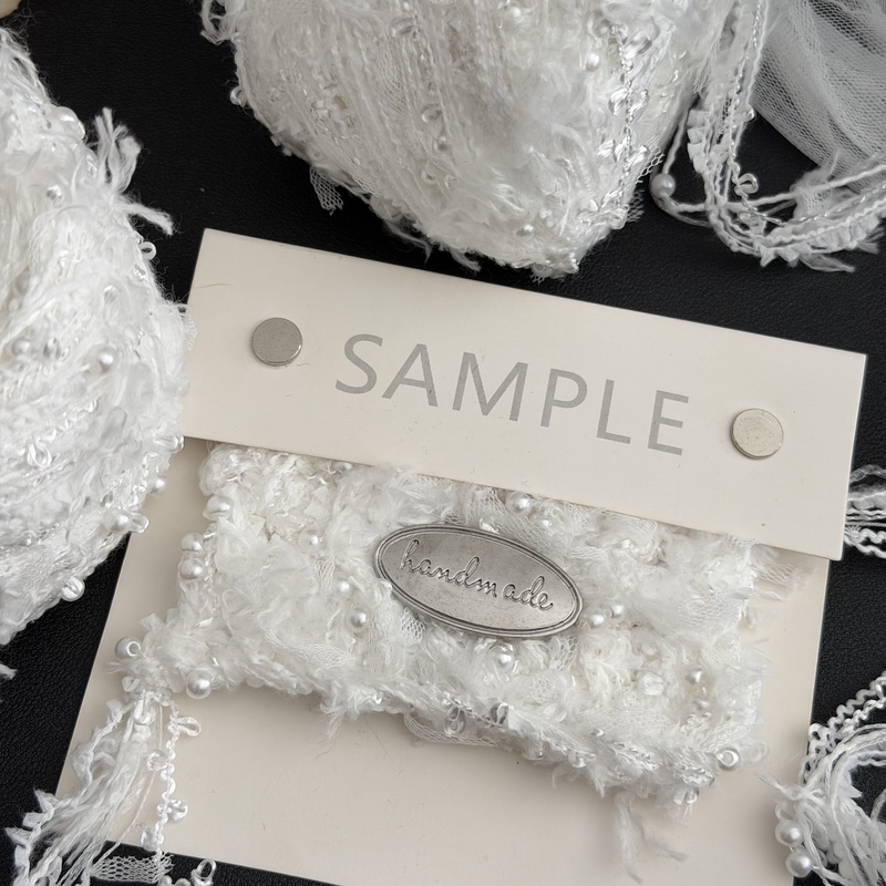 Handmade Pearl Lace Decorative Thread, White Mesh Yarn Mixed Thread, High-End Wedding Thread, White Yarn Pearl Crochet Wrapping Thread Handmade Pearl Lace Decorative Thread, White Mesh Yarn Mixed Thread, High-End Wedding Thread, White Yarn Pearl Crochet Wrapping Thread