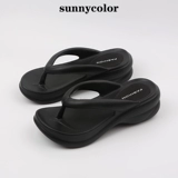 SUNNY COLOR Высокие сланцы, нескользящие слайдеры на платформе, тапочки, пляжная обувь