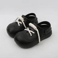 TXE-0813-2 Черные открытые смеющиеся кроксы с ремешками