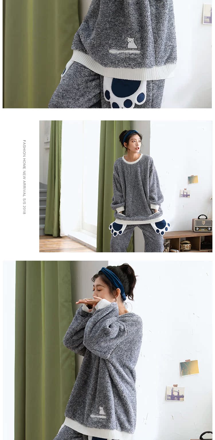Có thể là đôi mùa đông cationic san hô nhung đồ ngủ nam lỏng dày ấm flannel dịch vụ nhà phù hợp với nữ đồ bộ thun lạnh
